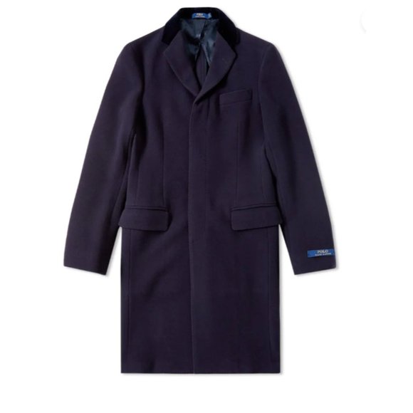 POLO RALPH LAUREN made in italy Velvet Collar Paddock City Coat Size L $969 - Picture 2 of 7